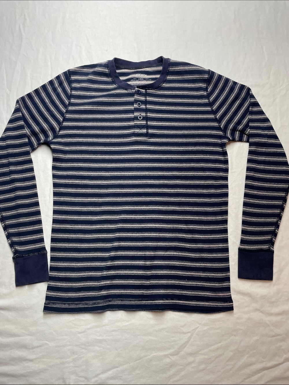 Men's Jockey Navy Stripe Henley Long Sleeve Thermal Shirt